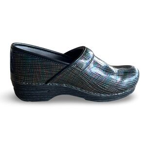 Dansko XP Professional Clogs Metallic Crisscross Multicolor Stripes Linen Patent
